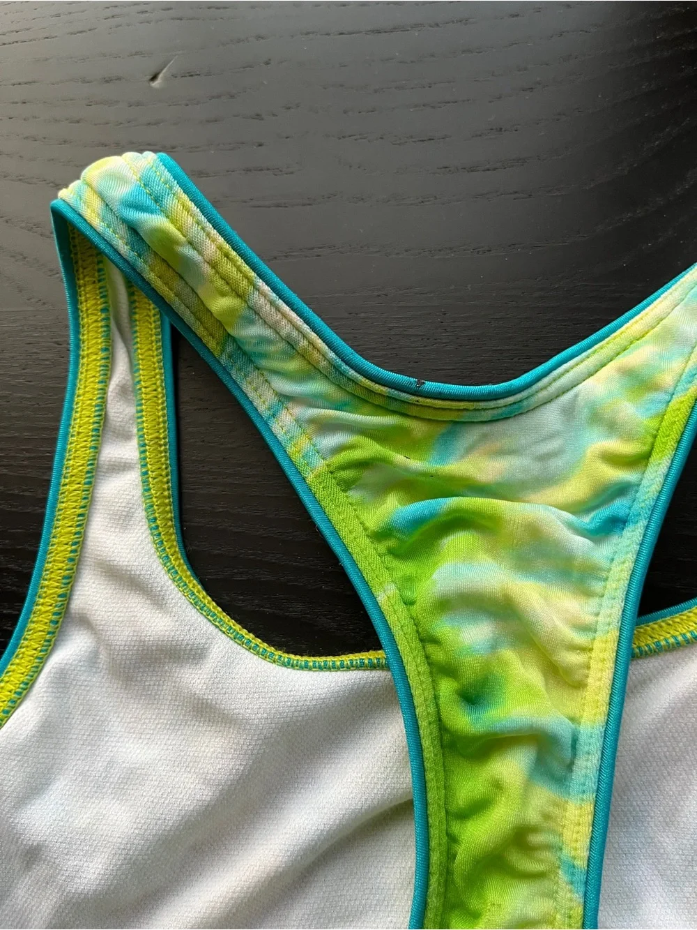 Speedo Girls Lime Green Blue Tie Dye One Piece Swimsuit Size 14 Athletic